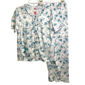 Paris Pink Nine's Soft Cotton Short Sleeve Pajama Sleep Set LARGE Lt Blue (990)